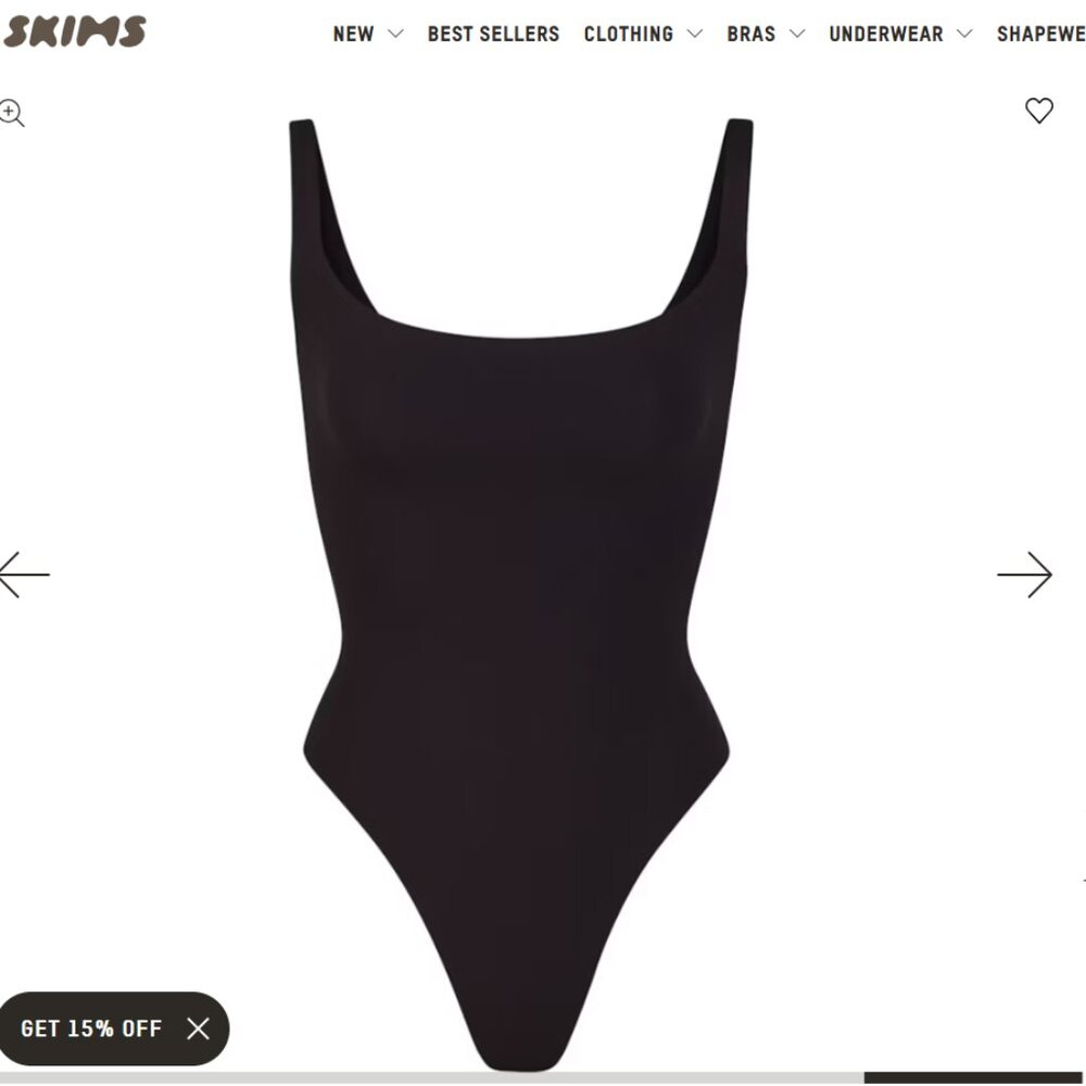 SKIMS fit everybody SQUARE NECK BODYSUIT Onyx Black XS